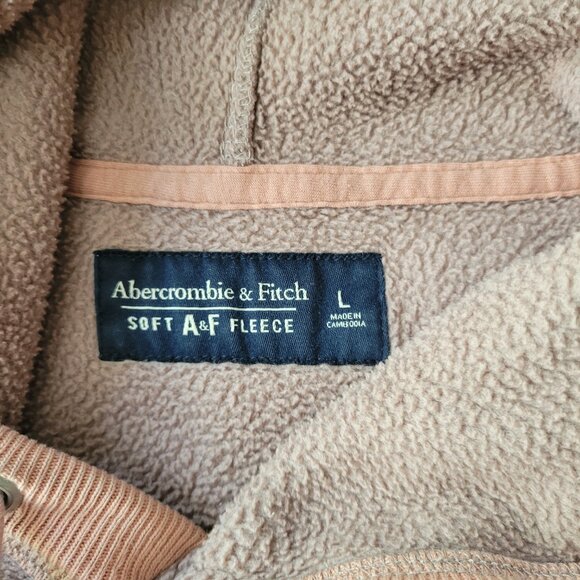 Abercrombie & Fitch Men’s Cream Full Zip Hoodie Sweatshirt Size Lg  Fleece - Picture 4 of 9